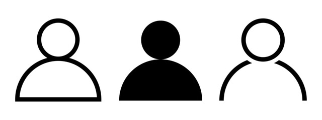 User profile icon set. Default avatar or person icon. Person and Profile, User silhouette isolated on background
