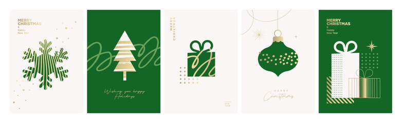 Christmas and New Year holiday card collection. Vector illustrations for holiday greeting card, poster, cover, website and social media banner, marketing.