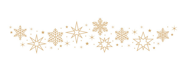 snowflakes and stars border isolated vector illustration