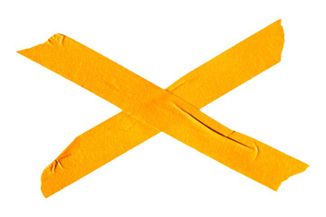 Orange adhesive sticky paper masking tape cut out design element, cross shape x