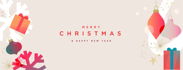 Merry Christmas and Happy New Year. Vector illustration for website banner, social media banner, greeting card, posters, covers, business and marketing material.