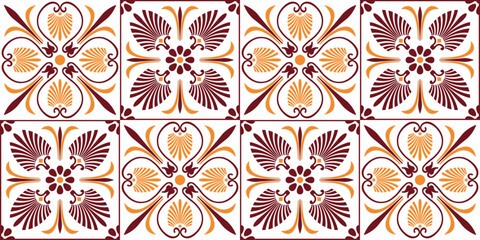 Azulejos portuguese tile pattern. Seamless pattern illustration in traditional style. Portuguese tiles. For household utensils, textiles, embroidery, plate