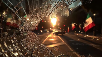 The street is filled with passionate demonstrators in a heated confrontation.