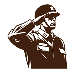 Vector illustration of a patriotic soldier performing a military salute with pride and respect