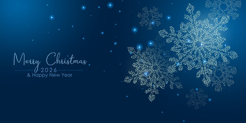 Abstract Merry Christmas and New Year design holiday card with snowflakes dots
