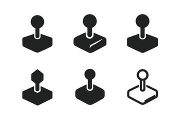 Indie Game Logos. Indie games. Icon set. Set Logo of indie games: joystick. harmonious logo variations of the same emblematic concept, each with different