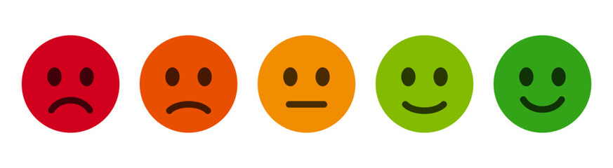 Emoji social reactions icon, mood and satisfaction buttons, user feedback or rating scale