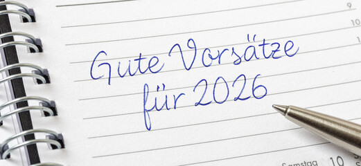 Eintrag in Terminkalender - Gute Vorsätze für 2026