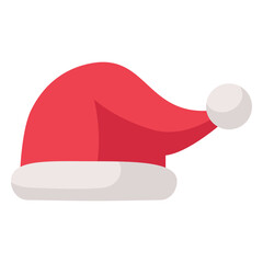 Red santa claus hat flat icon 10
