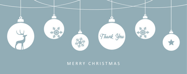 merry christmas card with hanging ball decoration vector illustration