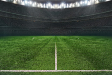 green textured soccer game field - center, midfield