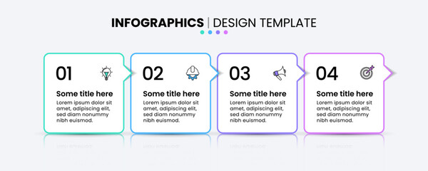 Infographics template. 4 square banners in a row