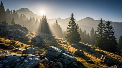 sunrise in the mountains