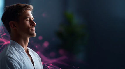 Stress management workshop banner with generous copy space heavily defocused background mental wellness techniques illustration effective stress reduction strategies healthy