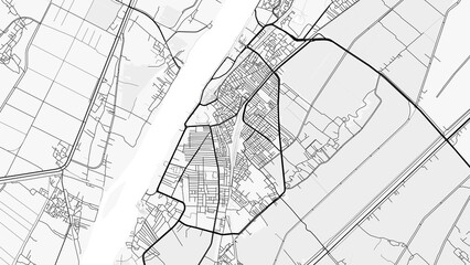 Luxor City Map. Minimalist black and white line art poster for printing, wallpaper, wall art, and map resources for home and office decor