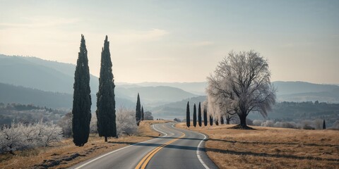 Road in Alpes Haute near Luberon Park outside Lourmarin Village, Provence, France, seasonal erosion risk