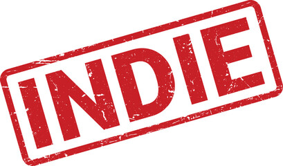 Red INDIE Text Stamp Isolated on White Background with Grunge and Textured Appearance