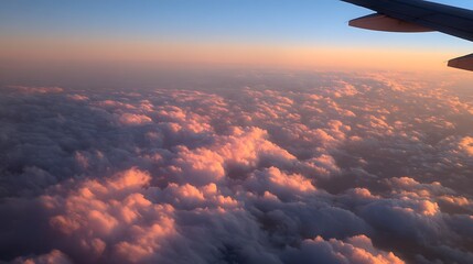 Aerial view of sunset over clouds