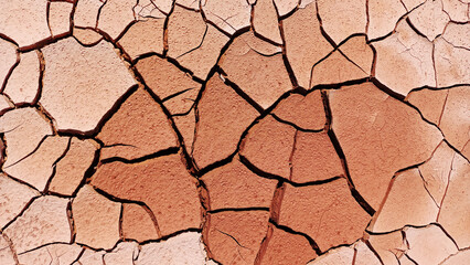 Cracked land texture, cracks on burnt arid soil surface close up, dead desert background, dry climate, drought, global warming, abstract art cracks pattern, broken concrete, cement, aged clay, plaster