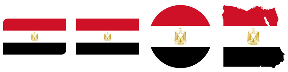 egypt circular flag, egypt rectangular flag, egypt map flag flat icon