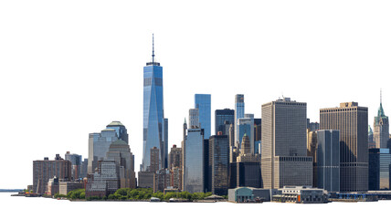 New York City skyline with skyscrapers isolated on white background