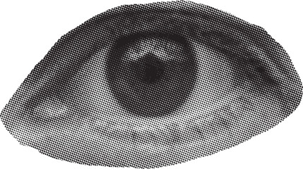 Retro Halftone Eye Element Vintage Grunge Punk Vector Art Illustration Pop Art Dotted Eyeball Graphic Mixed Media Collage Template for Crazy Art