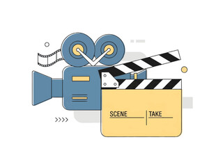 Minimalist indie film festival illustration inspired by Sundance atmosphere. Cinematic mood, creative storytelling, independent cinema concept with artistic visual style.