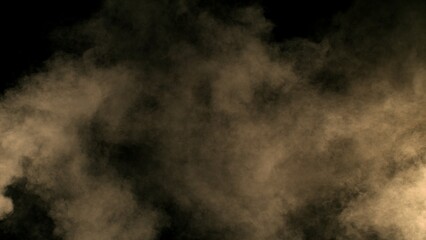 Freeze Motion Shot of Flying Sand Dust , Isolated on Black Background