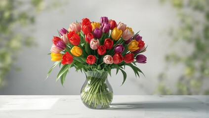 Vivid tulip bunch used in seasonal floral decor, springtime gardening