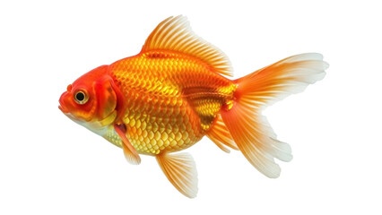 Orange goldfish PNG isolated on transparent background, ornamental fish with flowing fins and scales for aquariums and pet shops