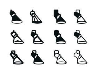 Indie Music Logos. Indie music. Icon set. Set Logo of indie music: stage spotlight beam. harmonious logo variations of the same emblematic concept, each with