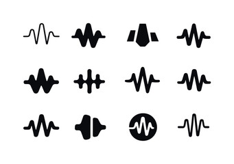 Indie Music Icons. Indie music. Icon set. Set Logo of indie music: abstract soundwave. harmonious logo variations of the same emblematic concept, each with