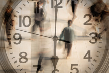 Time Pressure and Busy Modern Life Concept, People Rushing Against the Clock 