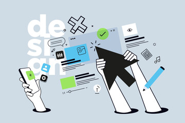 Creative banner of web design. Vector illustrations for web banner, social media banner, business presentation, marketing material. 