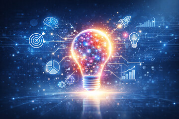 creative light bulb with idea