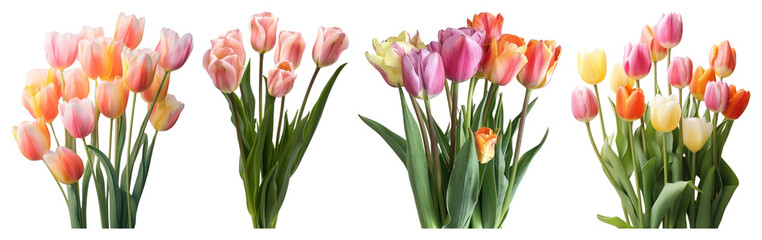 Vibrant tulips in colorful bouquets