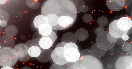 Featuring group of bokeh lights glowing on charcoal backdrop with red embers and streaks