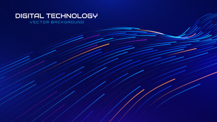 Cyber Big Data Flow Particles Bokeh. Digital Neural Network. Concept of AI Artificial Intelligence Technology Machine Deep Learning. Digital Communication. Science Technology Presentation Vector.