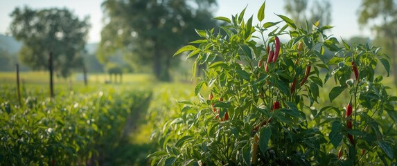 View of recently planted chili crops