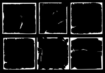 Grunge Album Cover Frame Set. Distressed Square Borders for Music Artwork and Vinyl Covers.