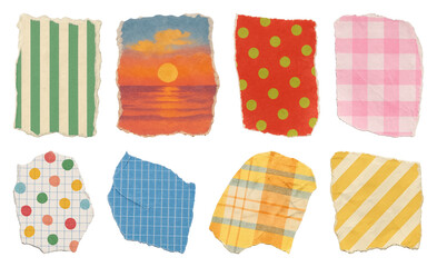 PNG Colorful torn paper patterns on transparent background