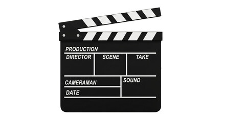movie clapper board, film slate on white background