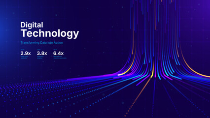 Fiber Optic Light Trails Forming Abstract Network Landscape. Rapid Broadband Transmission Concept Designed for Technology, Finance and Cloud Platforms.