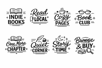 Bookstore graphics: indie reads, cozy pages, and book club themes