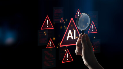 Futuristic artificial intelligence concept depicting AI hallucination, processing errors, and generating misinformation. Represents the risks of unreliable algorithms and model collapse. Corpus