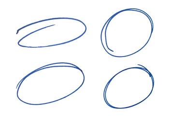 Set of blue highlight circles on transparent background cut out design elements