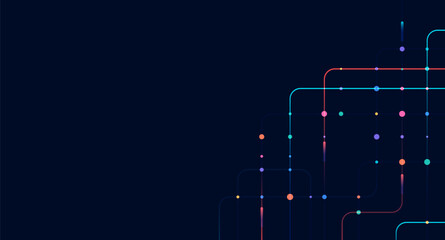 Circuit connect lines and dots. Network technology and Connection concept. Decentralized network nodes connections