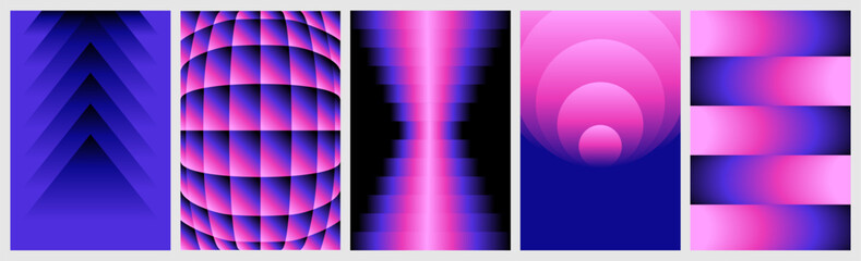 Vector illustration collection - trendy abstract creative minimalist prints and compositions with bright gradient colors - design templates for social media posts and stories, posters and banners