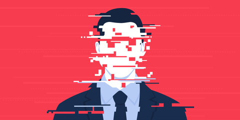 Damaged corrupted image of a business executive