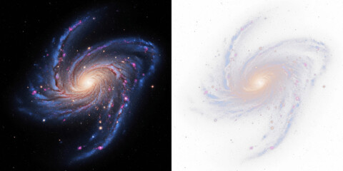 Starry galaxy swirl isolated on black background, sparkling cosmic dust spiral, glowing galaxy stars overlay, swirling space particles, luminous celestial swirl effect for astronomy and sci-fi visuals